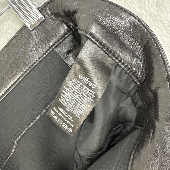 Aritzia Wilfred Women's Black Straight Pants Vegan Leather Women's The Melina 10 - Picture 11 of 13